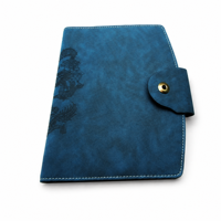 Carnet en cuir PU bleu sarcelle avec gaufrage dragon, journal A5 avec fermeture à bouton-pression, logo personnalisé disponible
