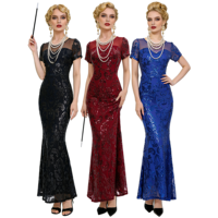 Robe de soirée sirène florale pour femme, broderie de sequins, sans manches, longue, en polyester, robe de bal tendance