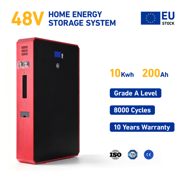 48V 51.2V 200Ah 10kWh Wall-Mounted Lithium Iron Phosphate LiFePO4 Battery for Solar Photovoltaic Energy Storage