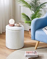 IBUYKE Pouf de rangement moderne en velours, table d'appoint, repose-pieds multifonctionnel, tabouret pour salon et chambre à coucher, blanc