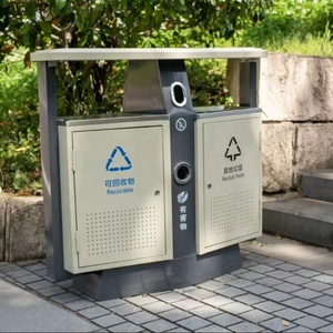 <span class=keywords><strong>Oem</strong></span> Ngoài Trời 2 ngăn rác phân loại nhựa gỗ thép không gỉ Thùng rác có thể cho đường phố - Product Image 5