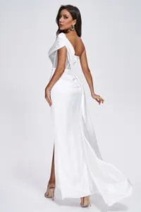 Oem Odm diseño de lujo de gama alta de satén vestido de bola blanco vestidos de fiesta de noche vestido blanco para las mujeres elegantes