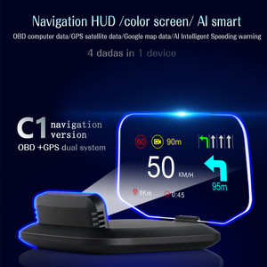 Écran couleur HUD de navigation <span class=keywords><strong>C1</strong></span> pour voiture avec prise en charge OBD, projection de vitesse portable et personnalisation - Product Image 1