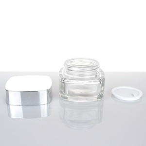 Glass Jar Manufacturer Luxury Recycled Refillable Square Glass Cream Jar For Cosmetic Packaging