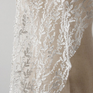 Custom design catkins foglia tridimensionale tessuto a maglia fine cotone pizzo comodo tessuto ricamato - Product Image 5