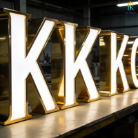 Enseignes lumineuses 3D durables en acier inoxydable avec rétroéclairage LED pour enseignes murales extérieures d'entreprise