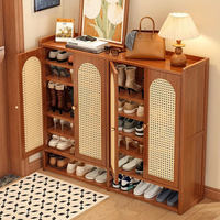 Meuble à chaussures pour l'entrée de la maison, armoire à chaussures multi-niveaux pour couloir intérieur, organisateur de rangement pour chaussures en bambou anti-poussière et respirant