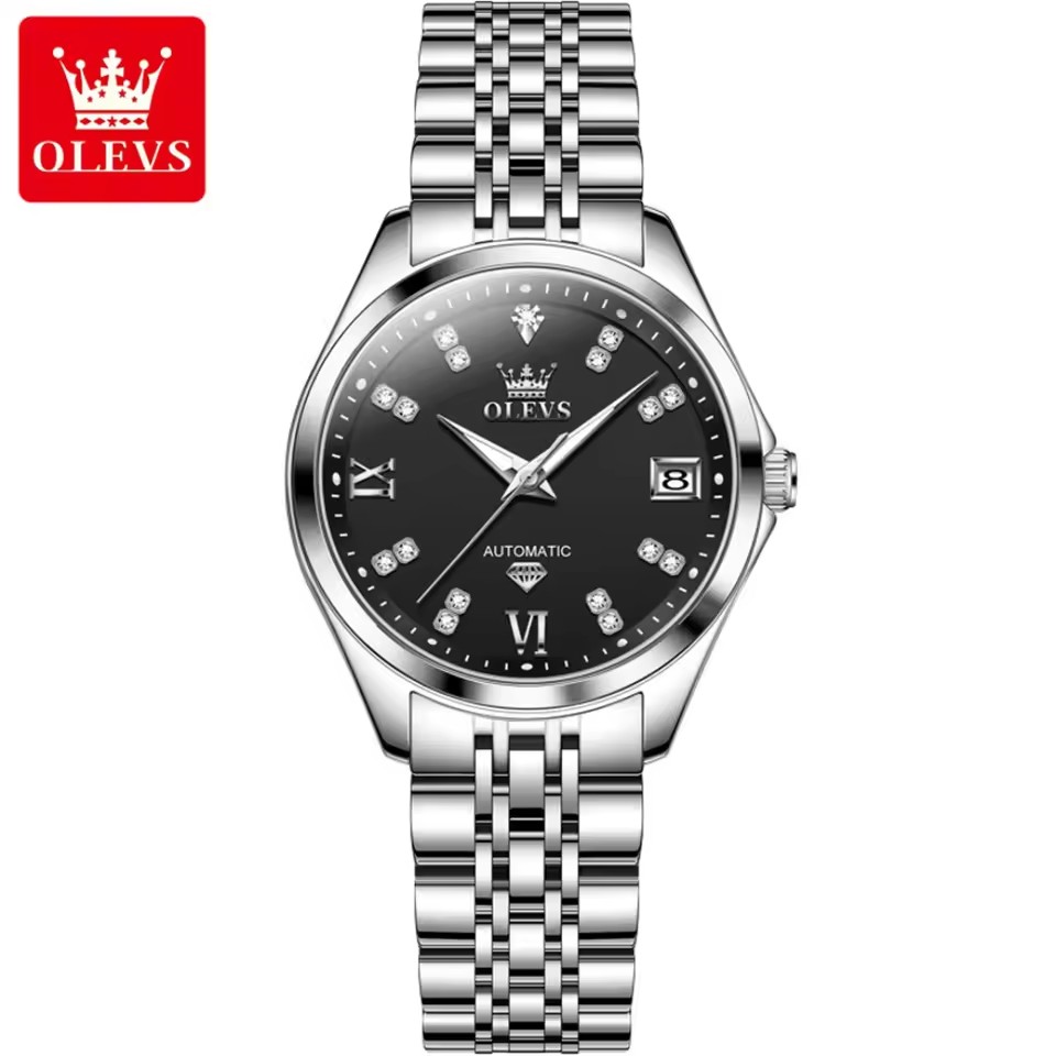 black dial silver strap