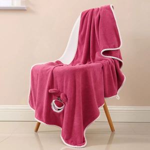 Toalla de Baño para Recién Nacido de Felpa Coral con Diseño de Oso Fresa, de una Pieza, con Patrón Deportivo, Suave, Absorbente y de Secado Rápido, para Playa - Product Image 5