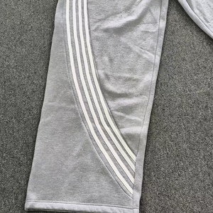 Grey <strong>White</strong> Stripe Plain Embroidery <strong>Jogger</strong> Double Pocket Baggy Sports <strong>Jogger</strong> French Terry Straight Leg <strong>Jogger</strong> - Product Image 3