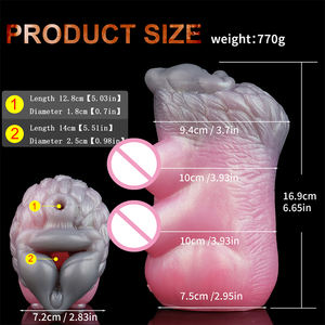 GEEBA Animal She-wolf Fantasy Two Channel Penis Stroker Silicone Male Masturbator Realistic Vagina Textured Pocket Pussy Sex Toy - Product Image 3