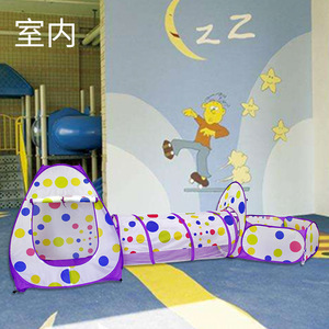 Ensemble de tente de jeu pour enfants, 3 pièces, tente en tissu, tunnel, piscine à balles, pour 2-4 ans, jouet souple unisexe, utilisation en extérieur et en intérieur - Product Image 3