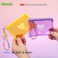 Sacs de rangement pour porte-clés macaron personnalisés UIOWIO, sacs à clés en PVC transparents et colorés, mini porte-cartes, porte-monnaie à fermeture éclair avec perles florales