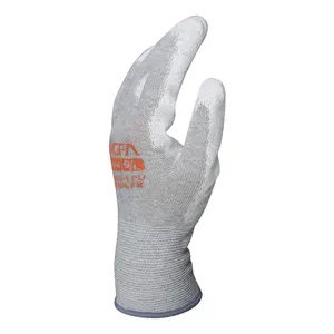 Sarung tangan pelindung industri, dilapisi PU putih Liner serat karbon nilon Anti statis Anti selip