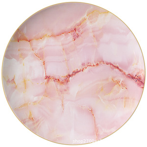 Service de table en porcelaine osseuse de luxe, motif marbre <span class=keywords><strong>rose</strong></span> doré, 43%, <span class=keywords><strong>vaisselle</strong></span> occidentale pour la maison, goûter, banquet, céramique - Product Image 3