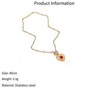 Collana con Ciondolo a Cuore Vintage 2026, Placcato Oro, Stile Retrò Geometrico, Charm OT, Gioielli alla Moda per Donne - Product Image 3