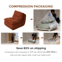 Fauteuil de salon moderne sans accoudoirs, rembourré en tissu, compressé et emballé sous vide dans une boîte pour salon et chambre à coucher