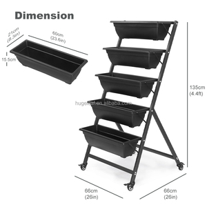Jardinière verticale autoportante à 5 niveaux avec structure métallique, support surélevé pour plantes et 5 bacs <span class=keywords><strong>en</strong></span> plastique pour patio extérieur et jardin - Product Image 2