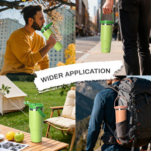 Mug de voyage à double paroi en acier inoxydable 304 de 30 oz avec sublimation brillante, poignée colorée, thermos isolé sous vide, performance thermique de 6 à 12 heures - Product Image 5