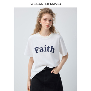 VEGA CHANG <span class=keywords><strong>T</strong></span>-<span class=keywords><strong>Shirt</strong></span> da <span class=keywords><strong>Donna</strong></span> di Alta Qualità con Stampa 'White Faith', Design Minimalista in <span class=keywords><strong>Cotone</strong></span> per Moda Outdoor Moderna - Product Image 2