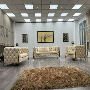 2022 Royal Palace classic beige color sofa in the finest fabric and refinements by Modenese Luxury Interiors