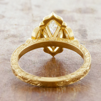 3 Karat Markiz Kesim Vintage Halo Yaprak Şekilli Laboratuvar Üretimi Elmas Nişan Yüzüğü 14K/18K Som Altın IGI Sertifikalı CVD/HPHT Özel Yapım