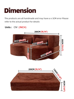 Canapé-lit compact carré deux places inclinable en tissu lavable, pliable, moderne, pour appartements, salons, chambres d'hôtel, studios, garantie 5 ans