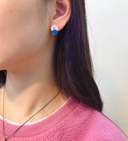Boucles d'oreilles clous en argent 925 certifié avec ambre bleu naturel mexicain, élégantes, en véritable pierre bleue, bijoux fins