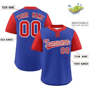 เสื้อเบสบอลแบบกำหนดเองสำหรับผู้ใหญ่ ยูนิเซ็กซ์ สีน้ำเงินแดง ปักชื่อและหมายเลข เสื้อกีฬาซับเหงื่อ - Product Image 2