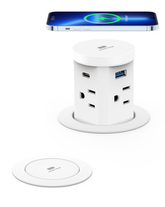 Nouvelle station d'alimentation encastrable pneumatique à ouverture étroite de type US avec sortie USB et charge <span class=keywords><strong>sans</strong></span> fil 15W - Product Image 1