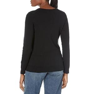 Personnalisé Épais Chaud Mohair Tricoté Dames Cardigan Solide Noir À Manches Longues Slim Fit Pull Col V Décontracté Femmes Pull - Product Image 2