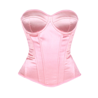 Haut corset bustier en satin sans bretelles pour femme avec bonnets intégrés, dos lacé et baleines, idéal pour les soirées et les clubs