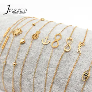 Women Stainless Steel Jewelry Accessories Wholesale Heart Infinite Charm 18K Gold Plated Bracelets