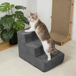 Escaleras para mascotas de espuma, color marrón grisáceo, para gatos y perros, estilo en ángulo recto, extraíbles y lavables - Product Image 4