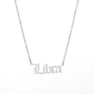 Acero inoxidable antiguo inglés fuente plata impermeable deslustre horóscopo libre tedoce Zodiaco nombre cadena collar joyería Mujer - Product Image 5