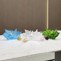 Bol décoratif en verre givré en forme de feuille d'érable, plat de service de luxe pour fruits, centre de table, décoration pour la maison, le bureau, un cadeau de mariage