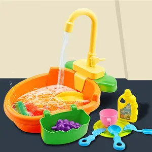 Kids Kitchen Sink Toys Simulation Electric Dishwasher Pretend Play Mini Kitchen Food Children Role Playing Set Toys For Girls