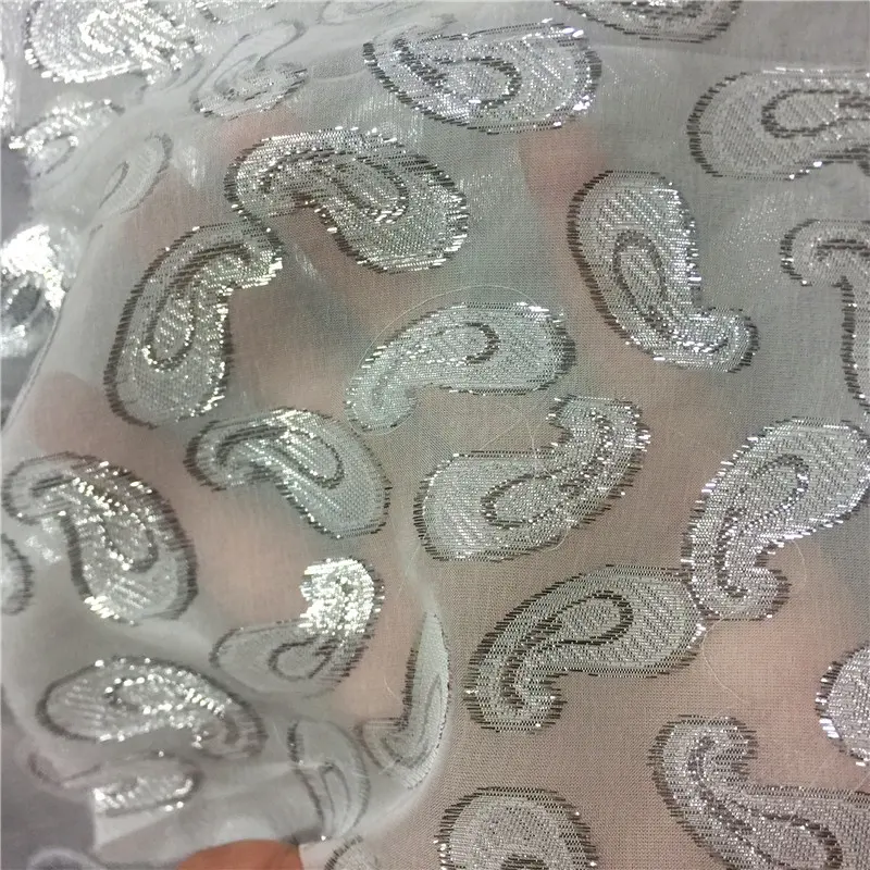 Paisley design metallic silk jacquard stoff für dressing