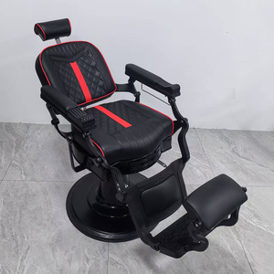 Chaise de Barbier Hydraulique Noire et Rouge en Alliage d'Aluminium et Fer, Meuble de Salon Très Vendu pour Hommes - Product Image 2