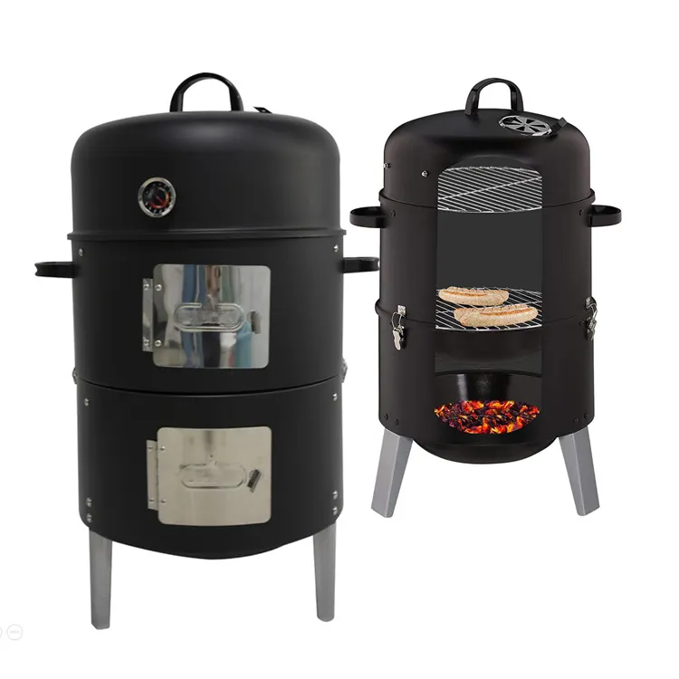 3 inch 1 Smokehouse BBQ Grill Charcoal Barbecue Smoker with thermometer