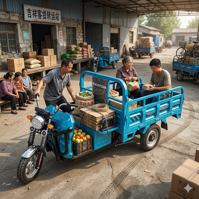 Open-top 1000W Adult Electric Tricycle, Available for Cargo and Passenger Transport