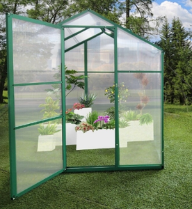 Serre en acier galvanisé résistant et écologique de 4 x 6 pieds, avec toit réglable, ventilation et gouttière <span class=keywords><strong>pour</strong></span> patio, pelouse et <span class=keywords><strong>jardin</strong></span> - Product Image 2