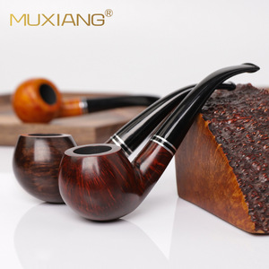 Muxiang Wooden Tobacco Pipe Bent Shape 9mm Filter Handmade Briar Wood Smoking Pipe - Product Image 3