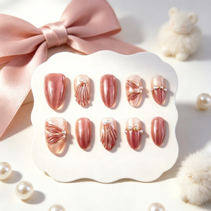 Lot de 30 faux ongles à presser style INS, forme amande, avec longues pointes, motif floral 3D, pour printemps/été - Product Image 1