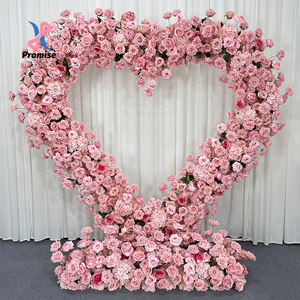 Arche de fleurs artificielles en forme de cœur rose poudré réaliste sur mesure pour la décoration de mariage, de la rentrée scolaire et de la cérémonie - Product Image 1