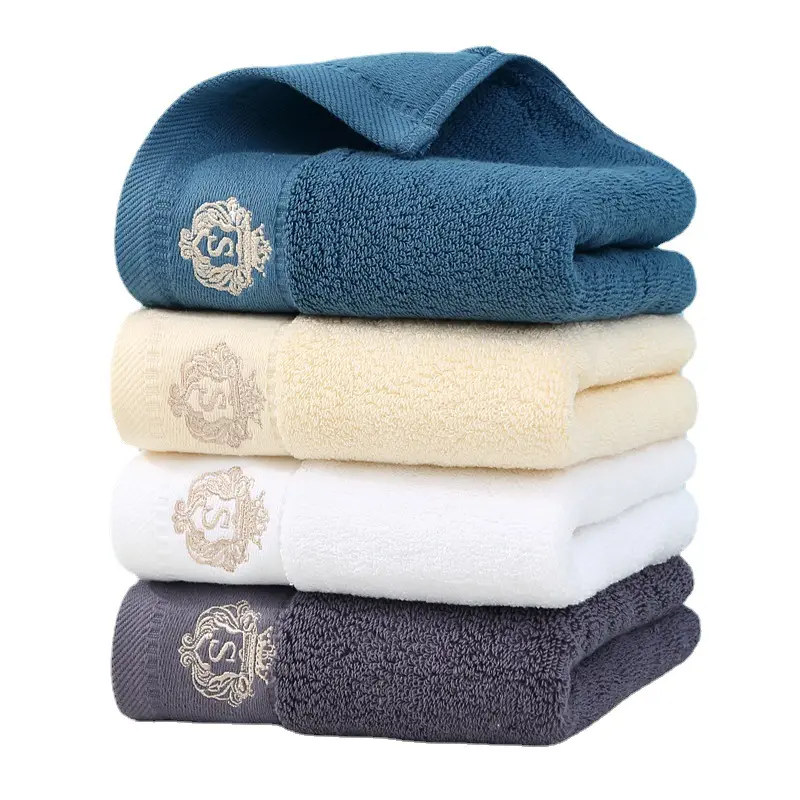 Juegos de toallas de baño de lujo de rizo de algodón 100%, logotipo bordado personalizado, respetuoso con el medio ambiente, rectángulo de secado rápido, Spa, Hotel, Color blanco