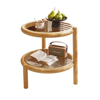 Table basse ronde en bois massif de luxe moderne à double niveau, petite table centrale pour salon, chambre, salle de conférence, bureau, décoration