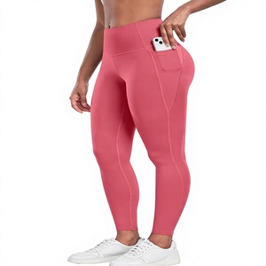 Leggings roses sans couture taille haute, longueur cheville, en Spandex et Polyester tricoté, respirants, décontractés, grandes tailles, pour femme, tenue d'été - Product Image 1