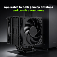 Pendingin CPU Single Tower 6 Heat Pipe dengan Kipas Ganda 120mm, Pendingin Udara Performa Tinggi 250W untuk PC Gaming, Pemasangan di Casing PC, Pencahayaan Senyap