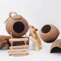 Cage de hamster en coquille de noix de coco naturelle Maison pour petits animaux avec nid d'oiseau Cage pour animaux de compagnie et produit de maison